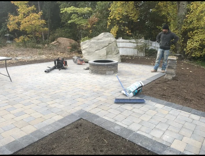 Patio fire pit installation