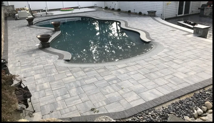 Finished pool patio and outdoor living space