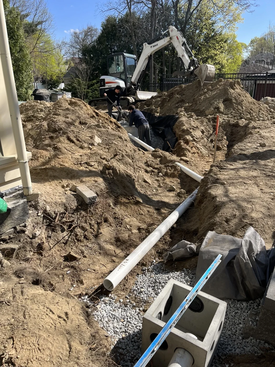Drainage trench and pipe work