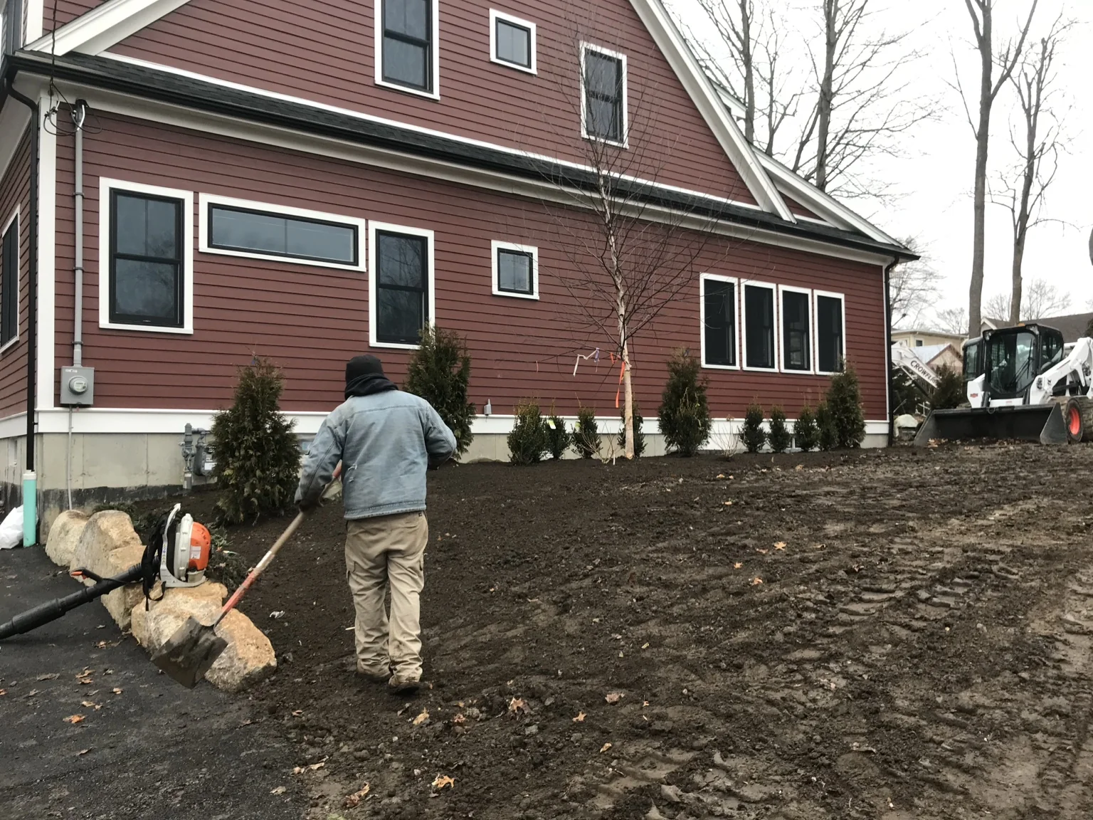 Landscape grading and bed preparation
